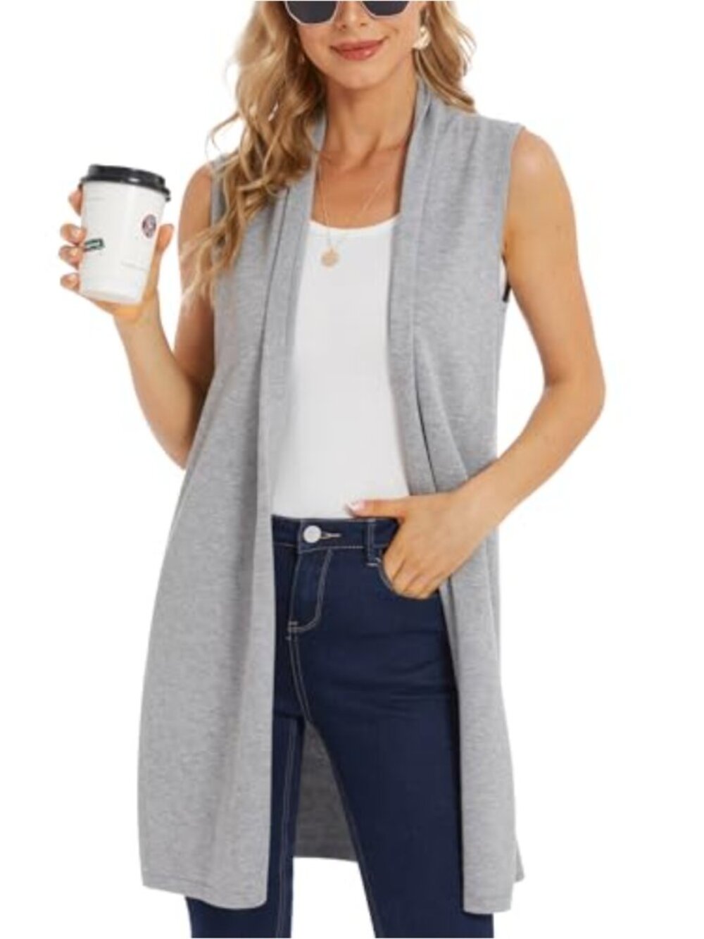 Oversized Knit Cardigan Open Front Batwing Sleeves Pockets Sweater Coat